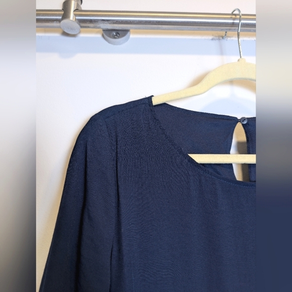 Zara Basic Navy Blue Ruffle Sleeve Dress Size Medium - Picture 3 of 8
